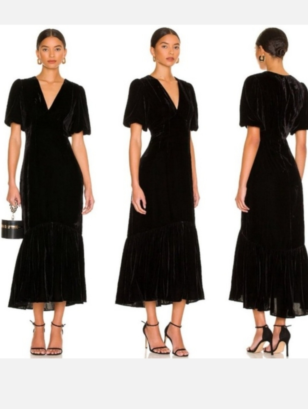 NWT new Rhode Ester Velvet Dress Black size 2